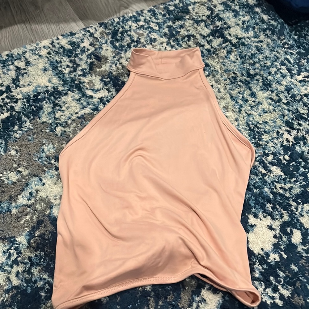 Light pink halter black less 5 dance wear tank